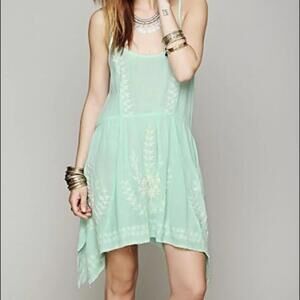 Free People Meadows of Medallion Slip Dress in Seafoam Green